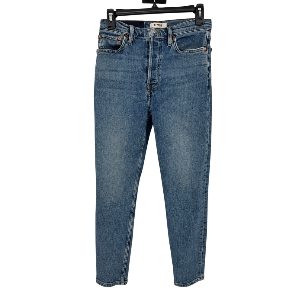RE/DONE 90s High Rise Ankle Crop Jeans Medium‎ Wash Button Fly Size 27